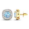Image 4 : 14KT Yellow Gold 1.5ctw Aquamarine and Diamond Earrings