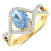 Image 1 : 14KT Yellow Gold 0.96ctw Aquamarine and Diamond Ring