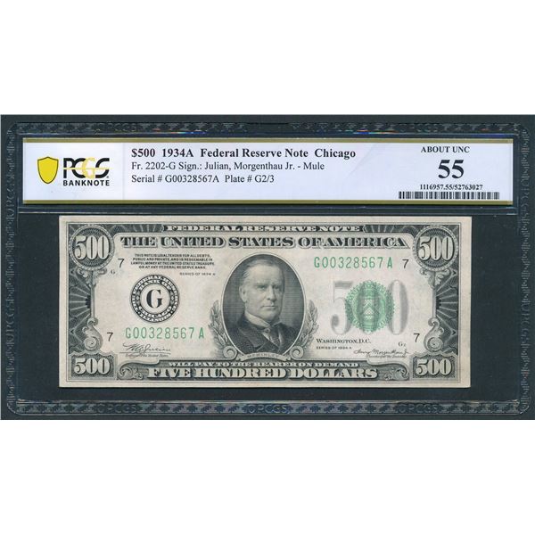 1934A $500 Chicago FRN PCGS 55