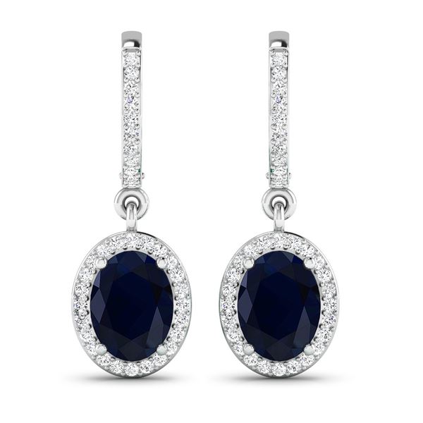 14KT White Gold 2.6ctw Blue Sapphire and Diamond Earrings