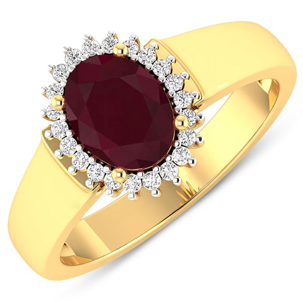 14KT Yellow Gold 1.5ct Ruby and Diamond Ring