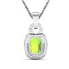 Image 2 : 14KT White Gold 2ctw Peridot and Diamond Pendant