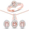 Image 1 : Plated 14KT Rose Gold 1.98ctw Morganite and White Topaz Jewelry Set