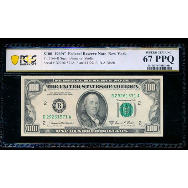 1969C $100 New York FRN PCGS 67PPQ