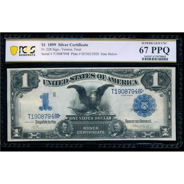 1899 $1 Black Eagle Silver Certificate PCGS 67PPQ