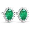Image 3 : 14KT White Gold 2.00ctw Emerald and Diamond Earrings