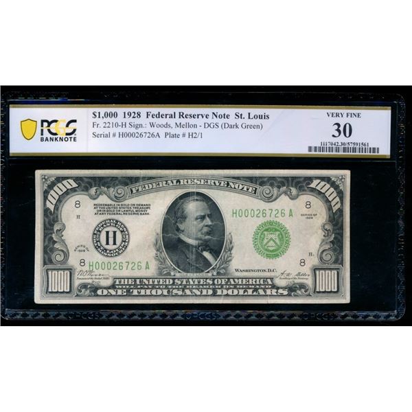 1928 $1000 St Louis FRN PCGS 30