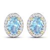Image 1 : 14KT Yellow Gold 1.02ctw Aquamarine and Diamond Earrings