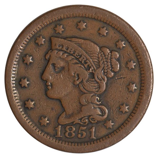 1851 Braided Hair Large Cent