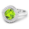 Image 2 : 14KT White Gold 2.02ctw Peridot and Diamond Ring