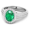 Image 2 : 14KT White Gold 1.53ct Zambian Emerald and Diamond Ring