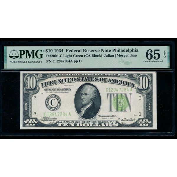 1934 $10 Philadelphia FRN PMG 65EPQ