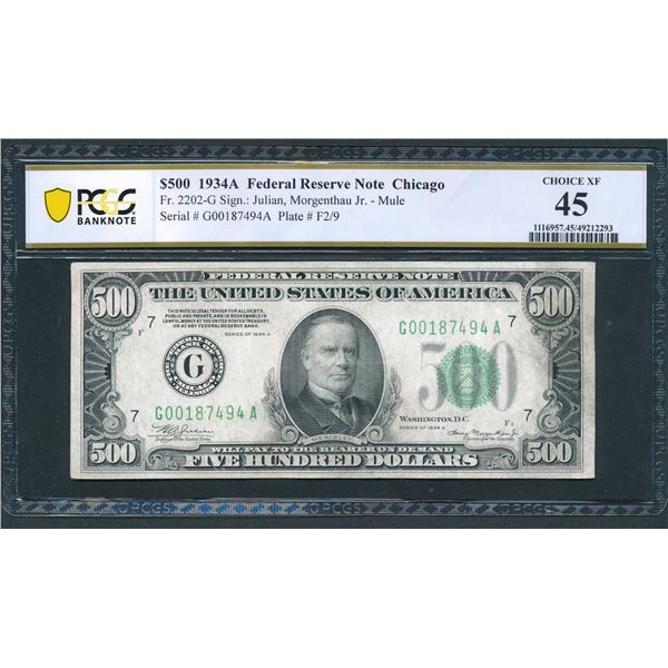 1934A $500 Chicago FRN PCGS 45