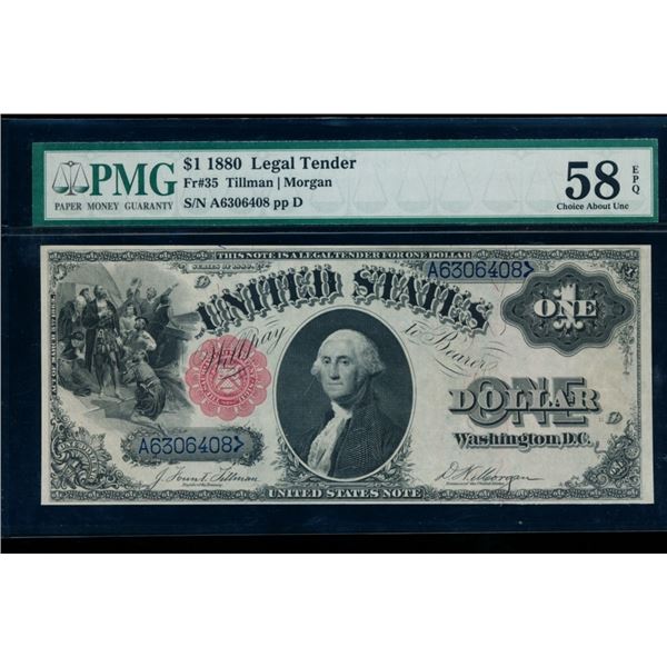1880 $1 Legal Tender Note PMG 58EPQ