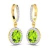 Image 2 : 14KT Yellow Gold 2.1ctw Peridot Topaz and Diamond Earrings