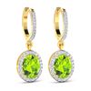 Image 3 : 14KT Yellow Gold 2.1ctw Peridot Topaz and Diamond Earrings