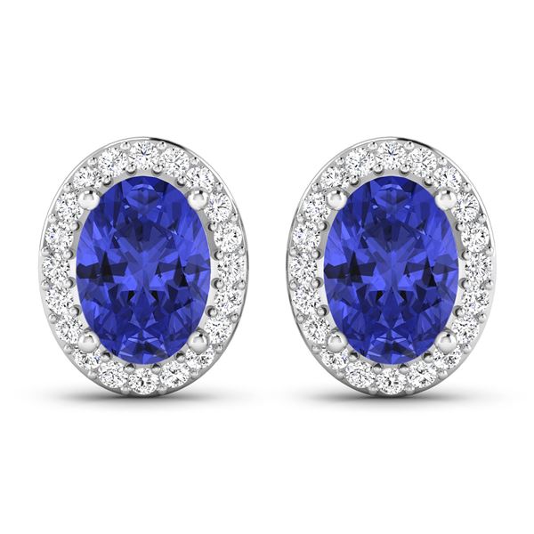 14KT White Gold 1.24ctw Tanzanite and Diamond Earrings