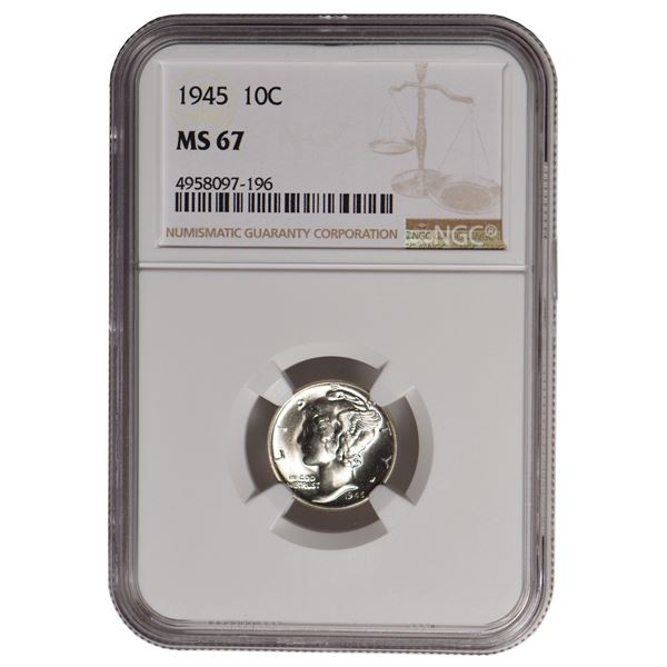 1945 Mercury Dime NGC MS67