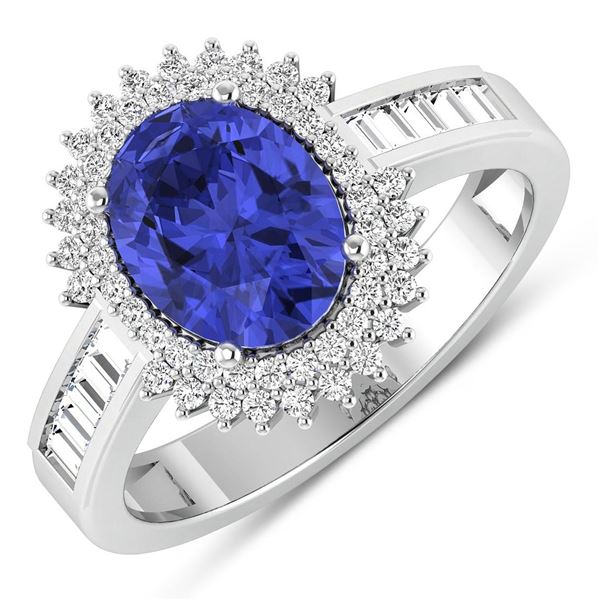 14KT White Gold 1.41ctw Tanzanite and Diamond Ring