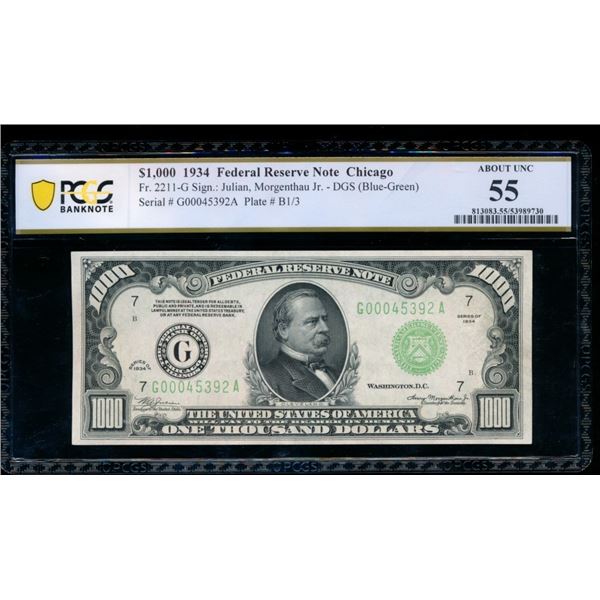 1934 $1000 Chicago FRN PCGS 55
