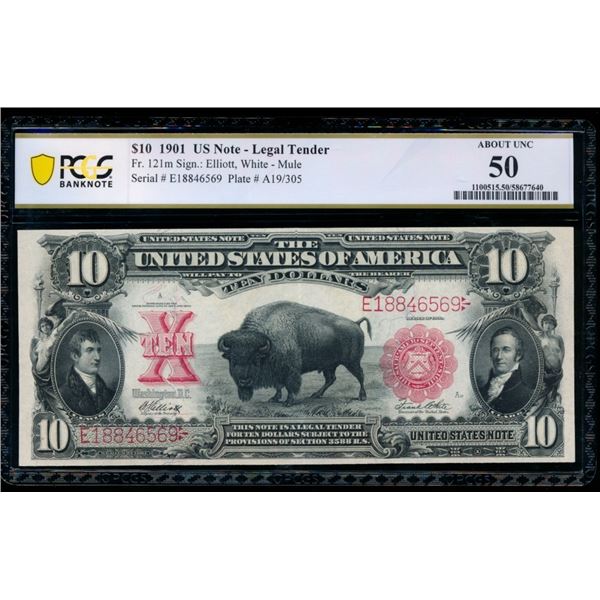 1901 $10 Bison Legal Tender Note PCGS 50