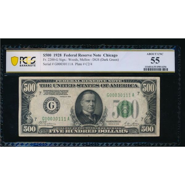 1928 $500 Chicago FRN PCGS 55