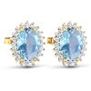 Image 3 : 14KT Yellow Gold 1.92ctw Aquamarine and Diamond Earrings