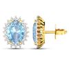 Image 4 : 14KT Yellow Gold 1.92ctw Aquamarine and Diamond Earrings