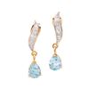 Image 1 : Plated 18KT Yellow Gold 2.05ctw Blue Topaz and Diamond Earrings