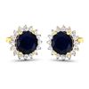 Image 2 : 14KT Yellow Gold 2.2ctw Blue Sapphire and Diamond Earrings