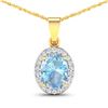 Image 1 : 14KT Yellow Gold 1.4ctw Aquamarine and Diamond Pendant