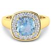 Image 3 : 14KT Yellow Gold 1.48ct Aquamarine and Diamond Ring