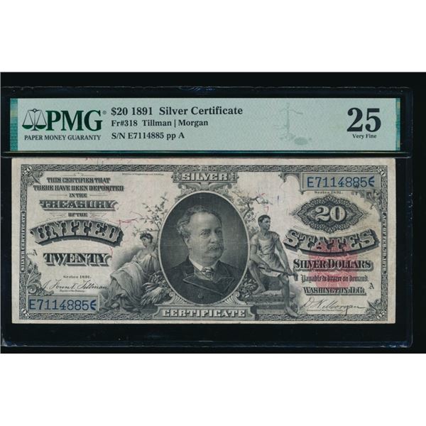 1891 $20 Silver Certificate PMG 25