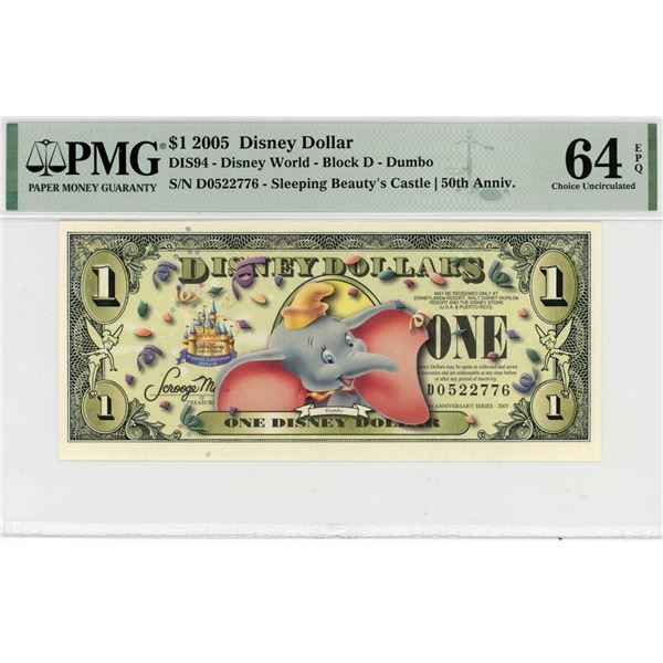 2005 $1 Dumbo Disney Dollar PMG 64EPQ