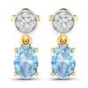 Image 1 : 14KT Yellow Gold 1.02ctw Aquamarine and Diamond Earrings