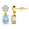 Image 4 : 14KT Yellow Gold 1.02ctw Aquamarine and Diamond Earrings