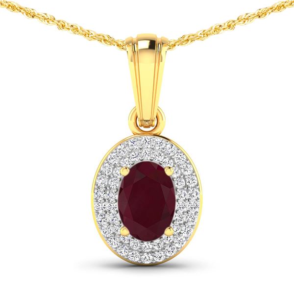 14KT Yellow Gold 0.85ctw Ruby and Diamond Pendant