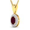 Image 2 : 14KT Yellow Gold 0.85ctw Ruby and Diamond Pendant