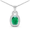 Image 1 : 14KT White Gold 1.74ctw Zambian Emerald and Diamond Pendant