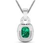 Image 2 : 14KT White Gold 1.74ctw Zambian Emerald and Diamond Pendant