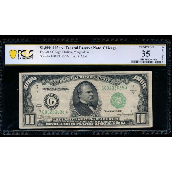 1934A $1000 Chicago FRN PCGS 35