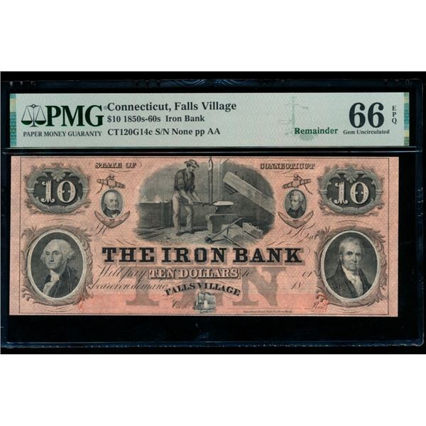 1850s $5 Falls Village CT Obsolete PMG 66EPQ