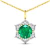 Image 1 : 14KT Yellow Gold 1.8ctw Zambian Emerald and Diamond Pendant