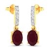 Image 2 : 14KT Yellow Gold 1.7ctw Ruby and Diamond Earrings