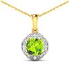 Image 1 : 14KT Yellow Gold 2.02ctw Peridot and Diamond Pendant