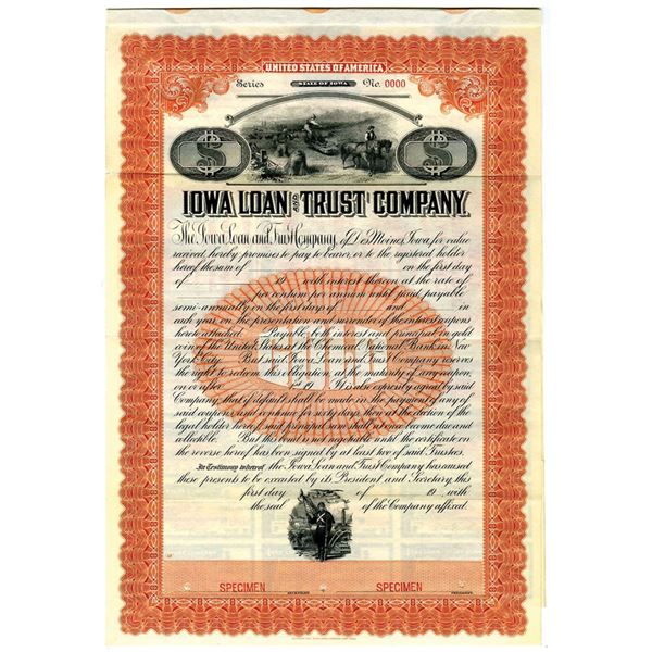 IA. Iowa Loan and Trust Co., ca.1900-1910 Specimen Bond