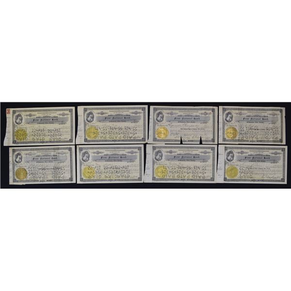 NJ. First National Bank of Ramsey, 1910 to 1922, I/C Stock Certificate Group.