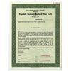 Image 1 : NY. Republic National Bank of New York, 1970s Silver Bullion Specimen Cert.- Green