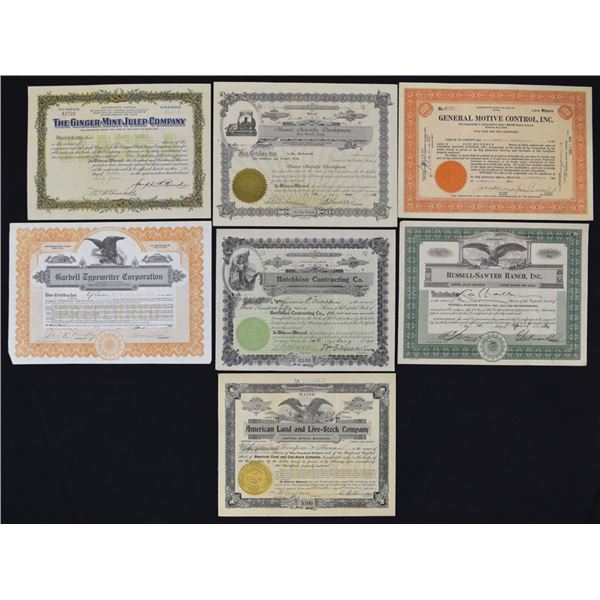 Consumer and Industrial Collection of Issued Stock Certificates, 1907 to 1930