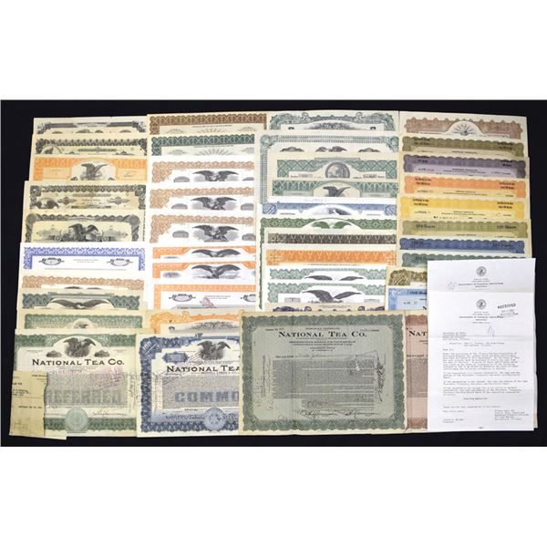 Grocery, Restaurant & Food Related Issued Assortment of Stock Certificates, ca. 1910s to 1960s.